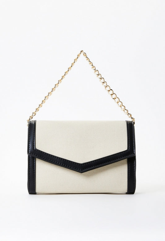 Contrast Crossbody Linen/ Black