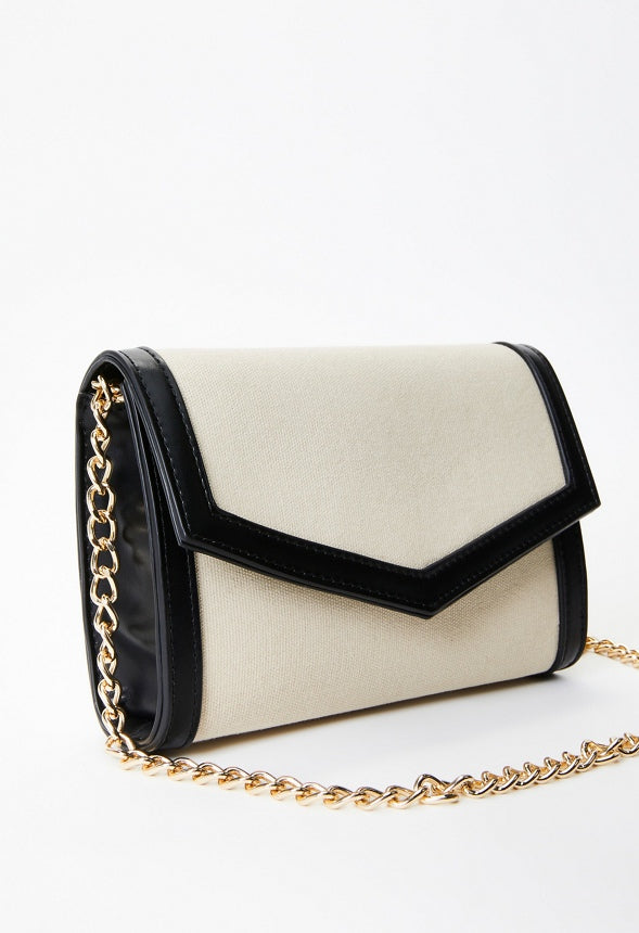 Contrast Crossbody Linen/ Black