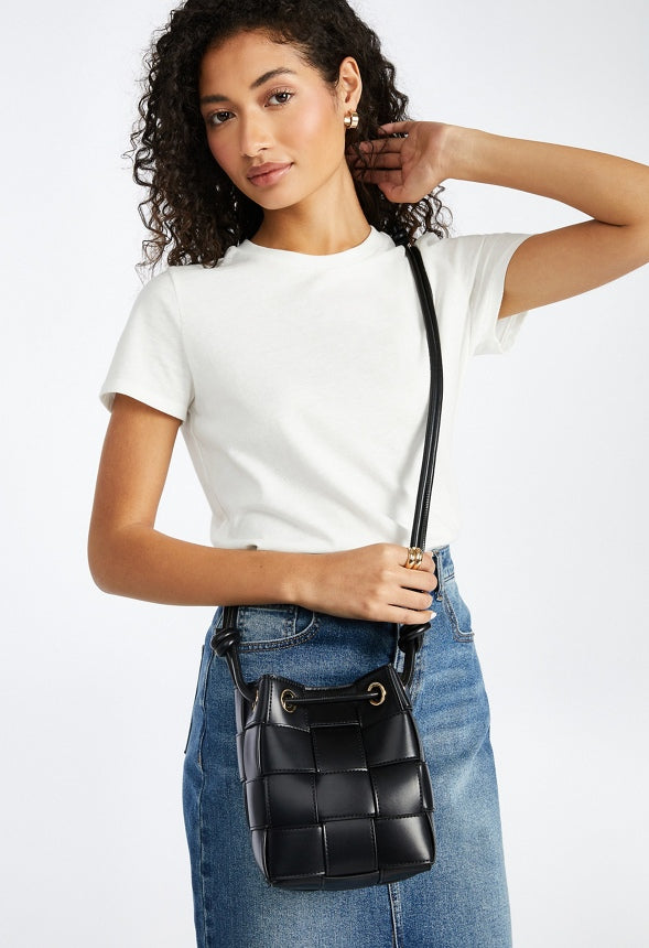 Large Woven Crossbody Black