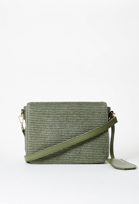 Woven Raffia Crossbody Iceberg Green Raffia