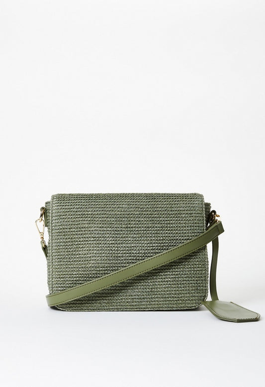 Woven Raffia Crossbody Iceberg Green Raffia
