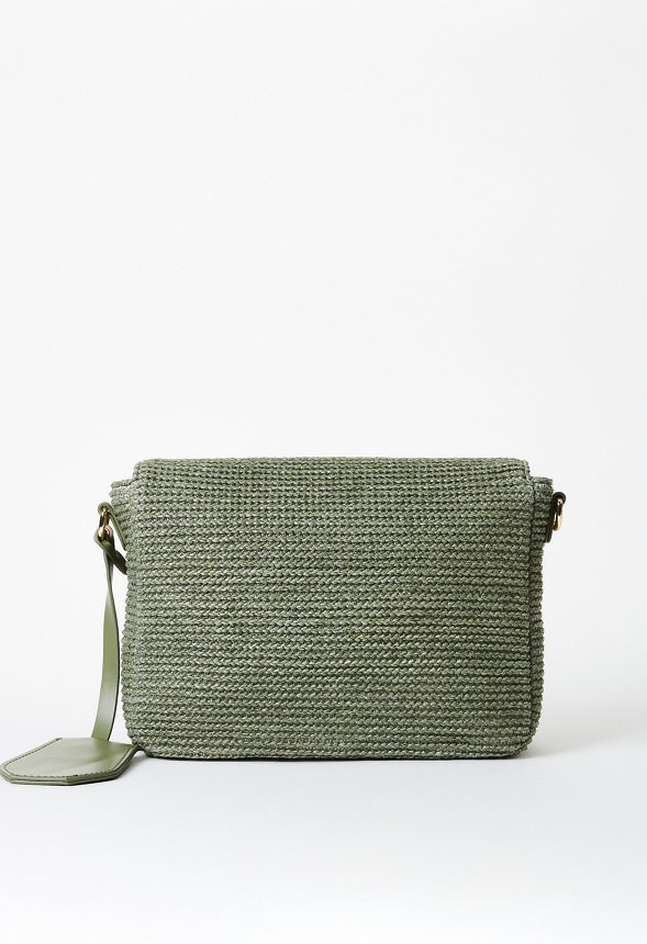 Woven Raffia Crossbody Iceberg Green Raffia