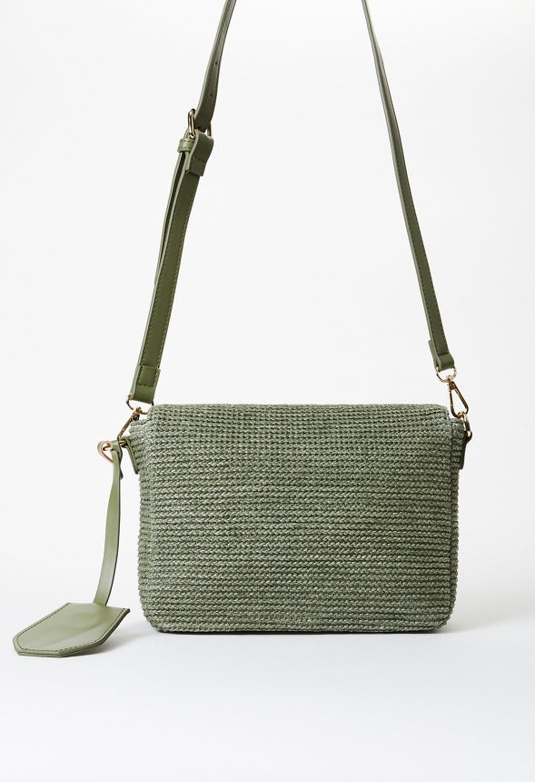 Woven Raffia Crossbody Iceberg Green Raffia