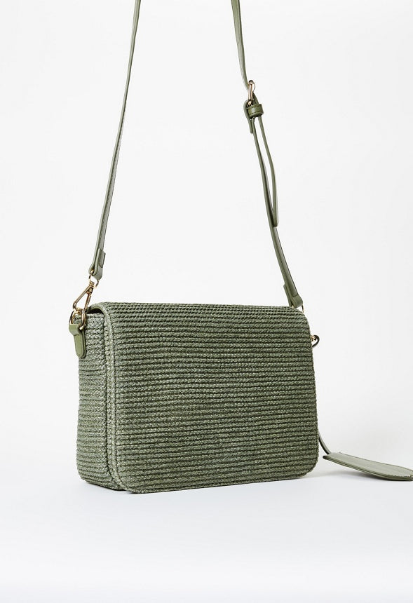 Woven Raffia Crossbody Iceberg Green Raffia