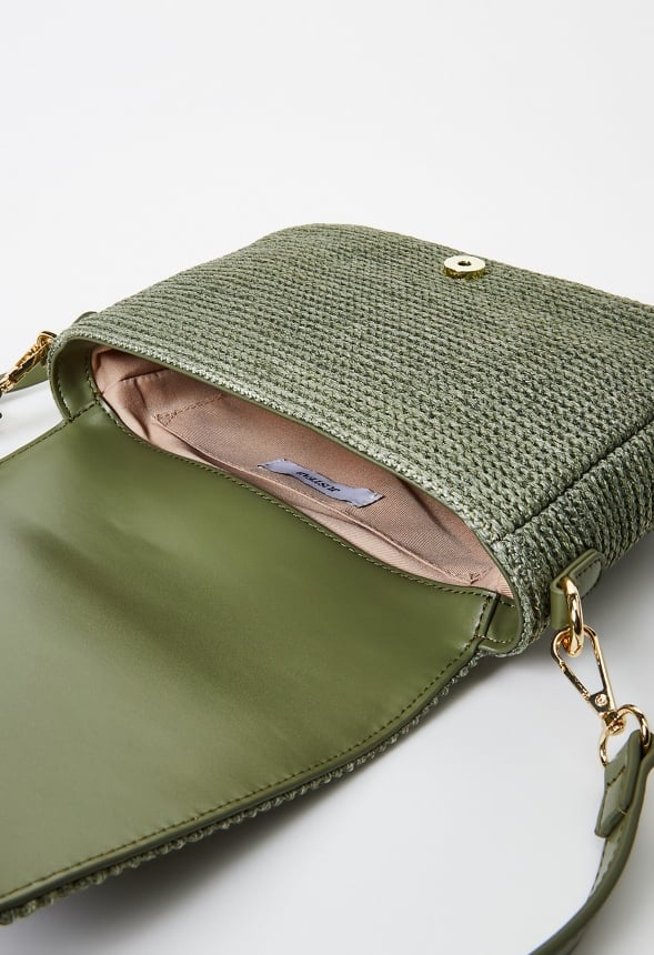 Woven Raffia Crossbody Iceberg Green Raffia