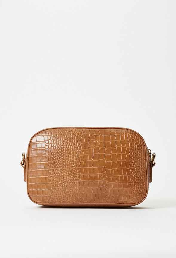 Horsebit Crossbody Bag Camel Croc