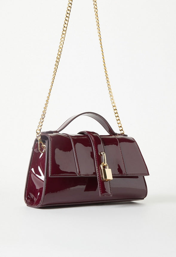 Mini Structured Crossbody With Chain Fig Red