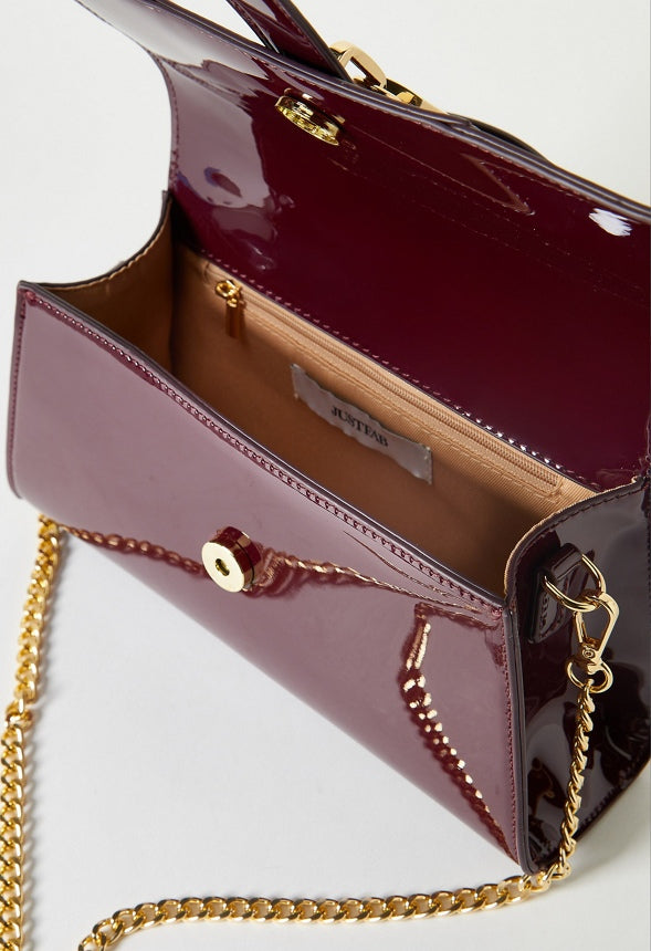 Mini Structured Crossbody With Chain Fig Red