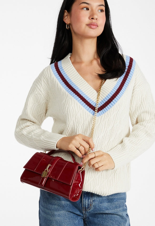Mini Structured Crossbody With Chain Tibetan Red