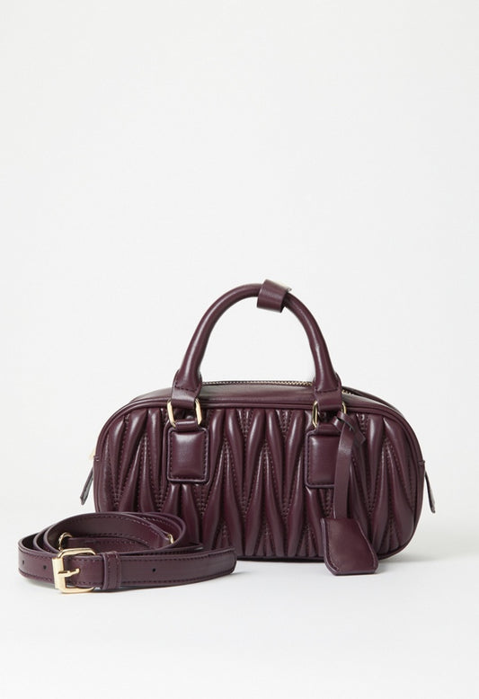 Mini Pleated Bowling Bag Plum Perfect
