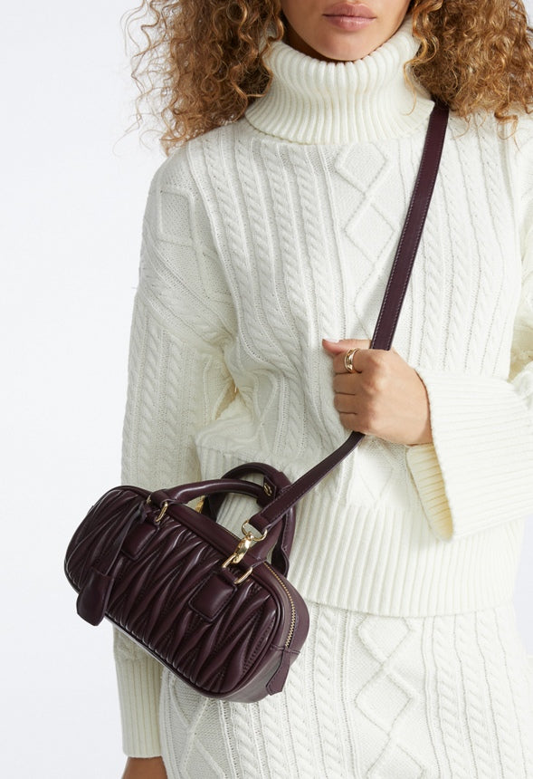 Mini Pleated Bowling Bag Plum Perfect