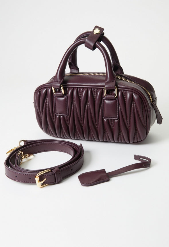 Mini Pleated Bowling Bag Plum Perfect