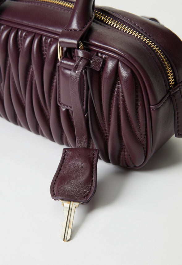 Mini Pleated Bowling Bag Plum Perfect
