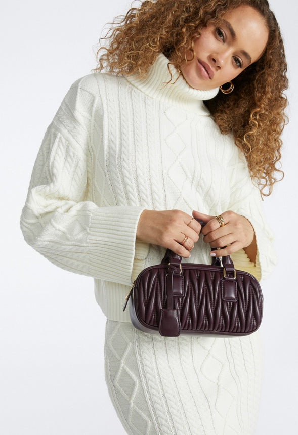 Mini Pleated Bowling Bag Plum Perfect