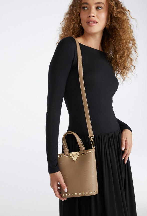 Studded Bucket Bag Taupe