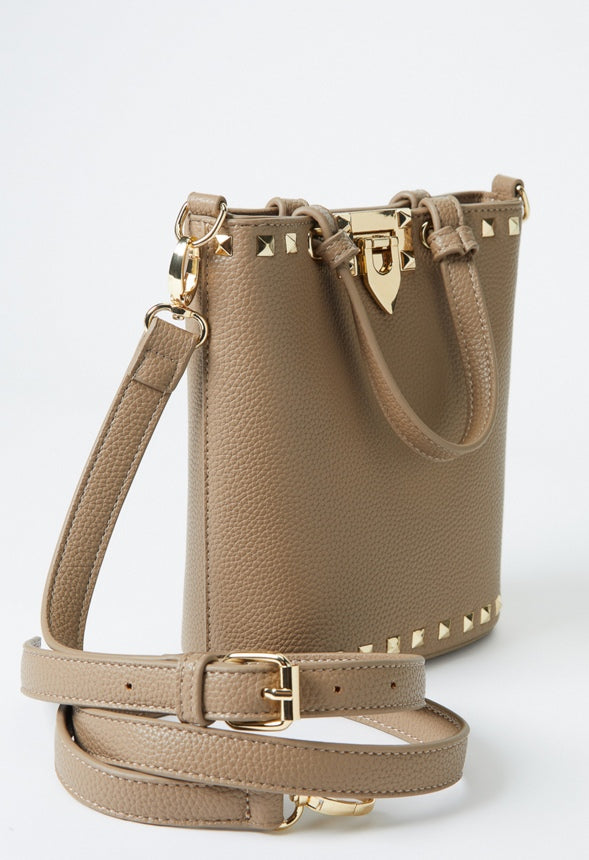 Studded Bucket Bag Taupe