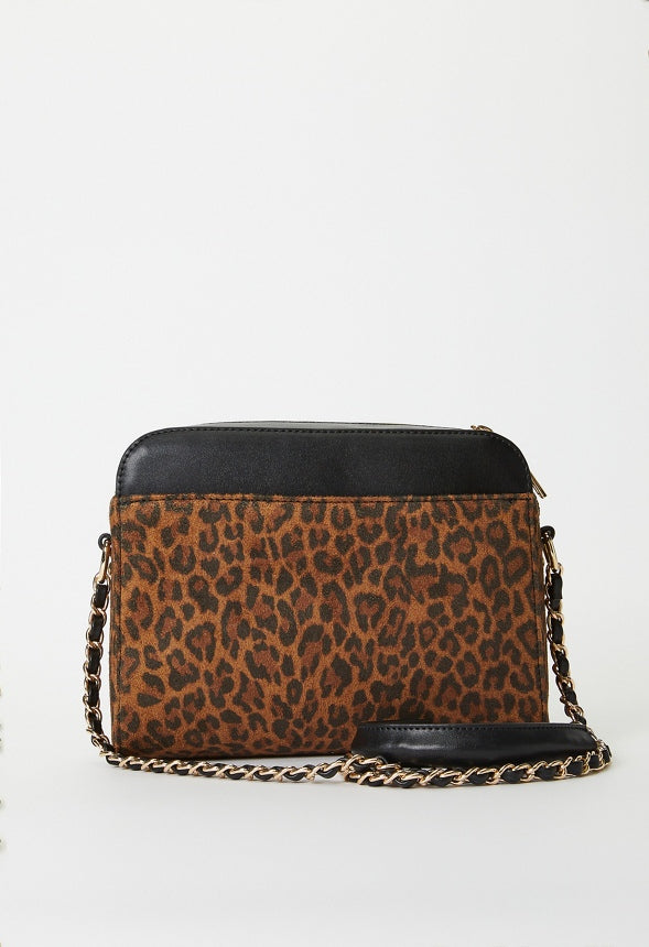 Mini Dome Crossbody Black/ Leopard