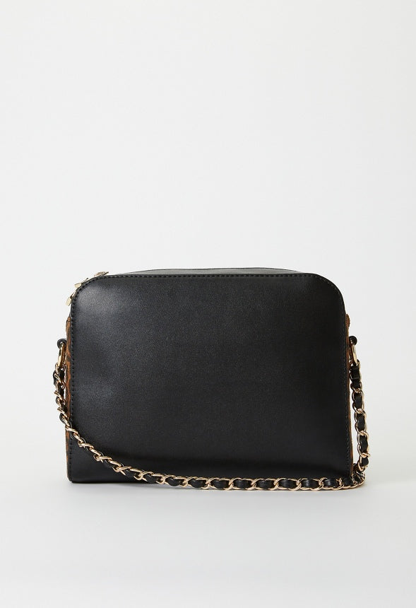Mini Dome Crossbody Black/ Leopard