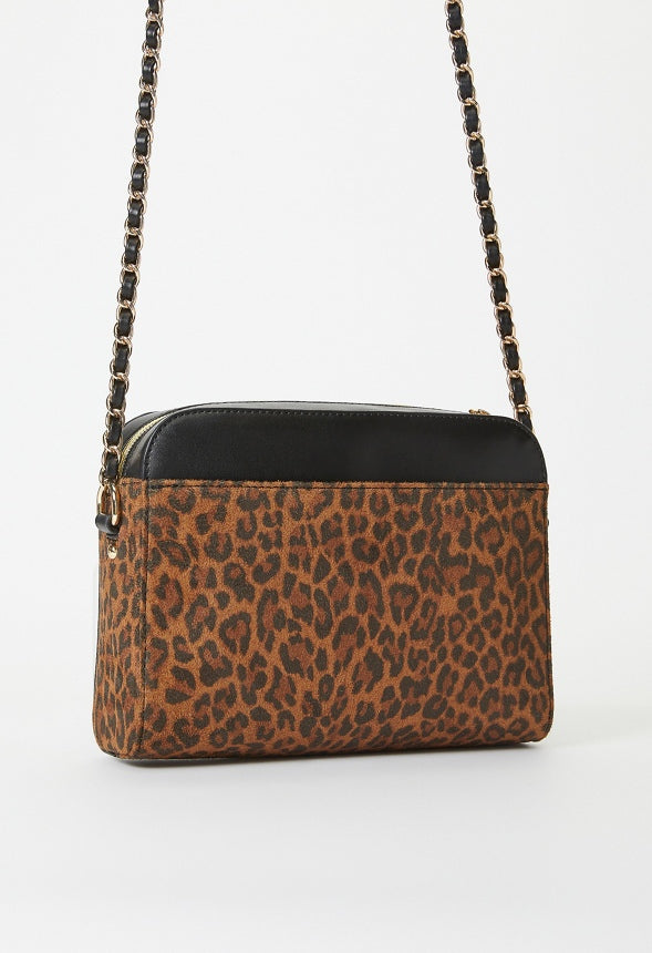 Mini Dome Crossbody Black/ Leopard