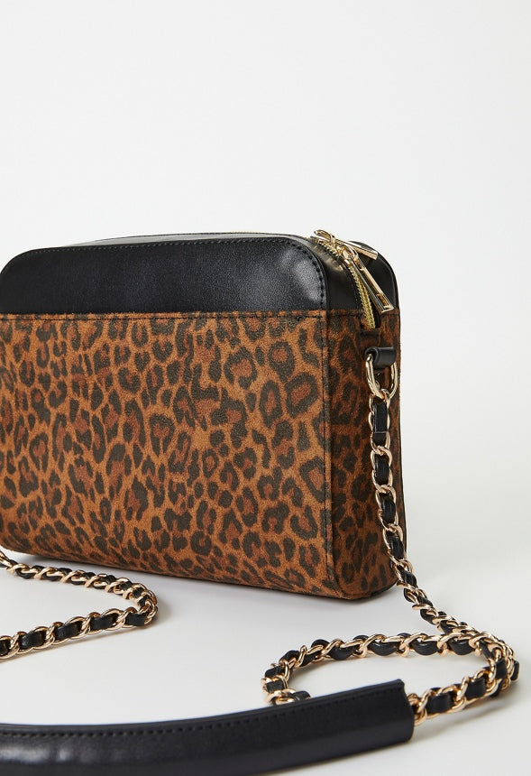 Mini Dome Crossbody Black/ Leopard