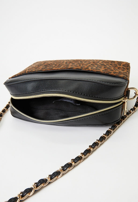 Mini Dome Crossbody Black/ Leopard