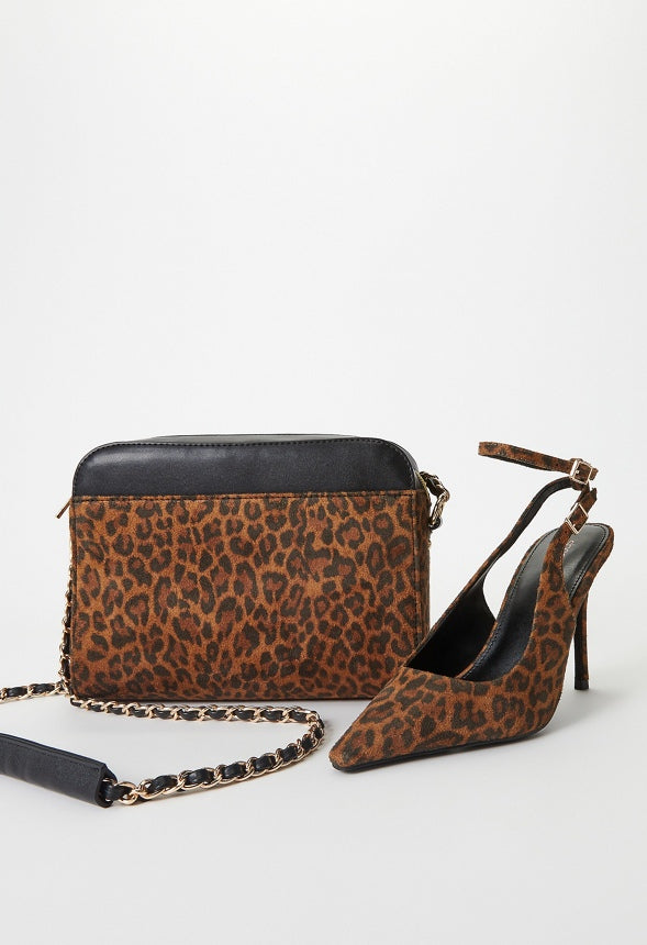 Mini Dome Crossbody Black/ Leopard