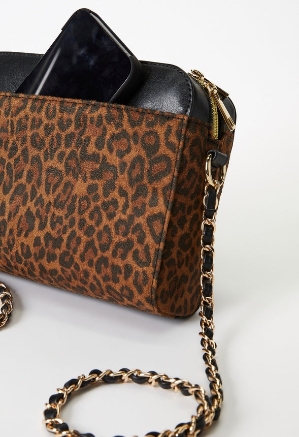 Mini Dome Crossbody Black/ Leopard