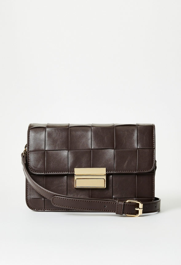 Woven Flap Crossbody Coffee