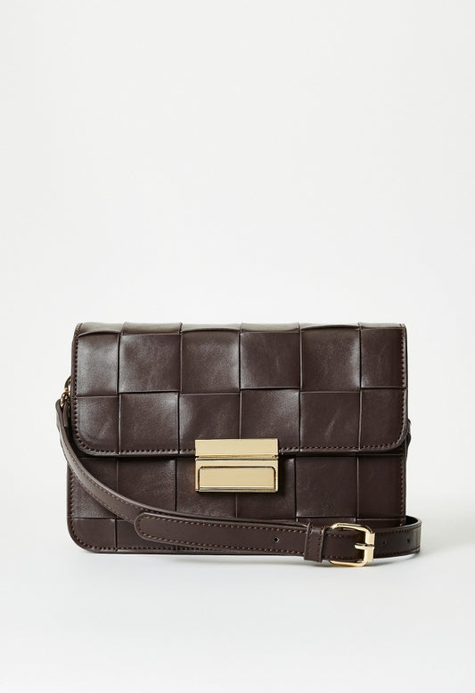 Woven Flap Crossbody Coffee