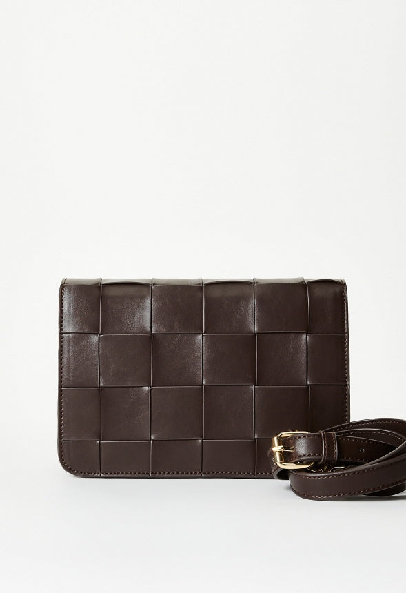 Woven Flap Crossbody Coffee