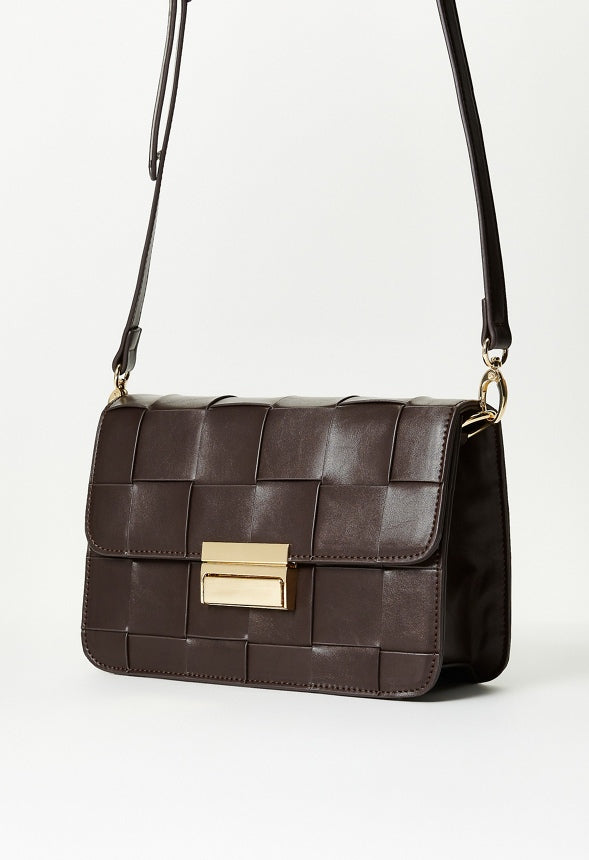 Woven Flap Crossbody Coffee