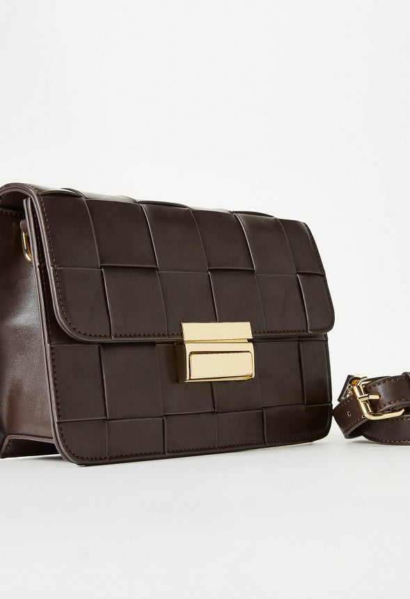 Woven Flap Crossbody Coffee