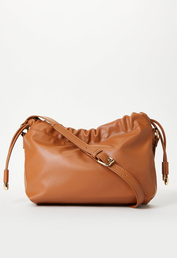 Drawstring Pouch Crossbody Camel