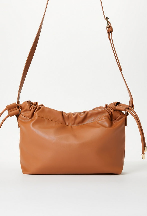 Drawstring Pouch Crossbody Camel
