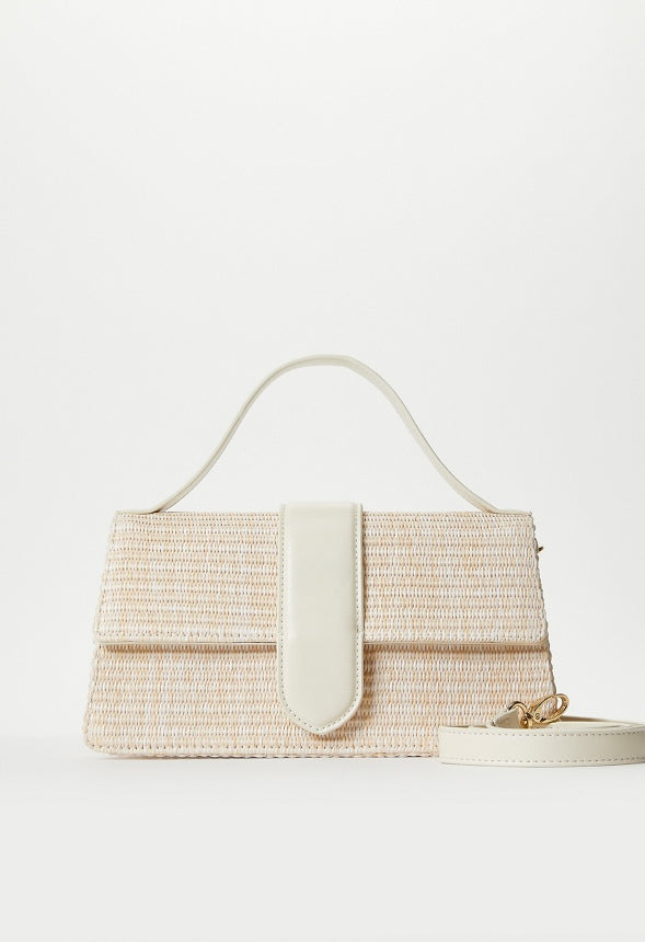 Flap Crossbody Bag Natural/ Birch White
