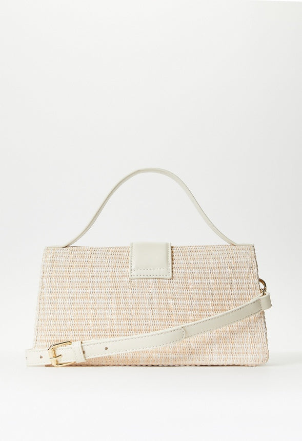 Flap Crossbody Bag Natural/ Birch White