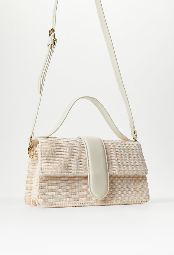Flap Crossbody Bag Natural/ Birch White