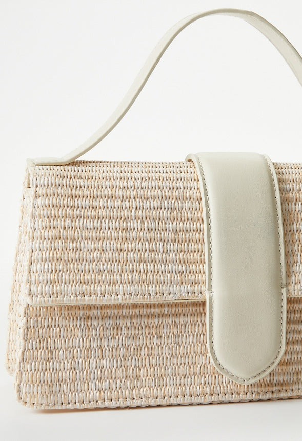 Flap Crossbody Bag Natural/ Birch White