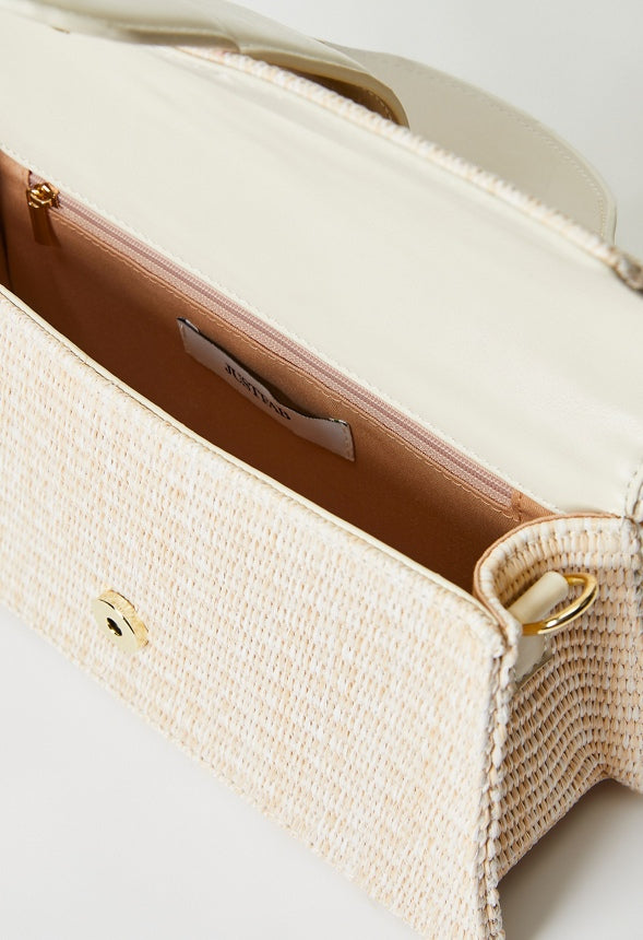 Flap Crossbody Bag Natural/ Birch White