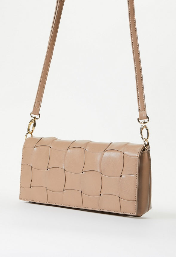 Large Detail Woven Crossbody Taupe
