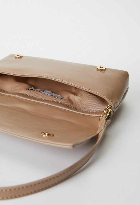 Large Detail Woven Crossbody Taupe