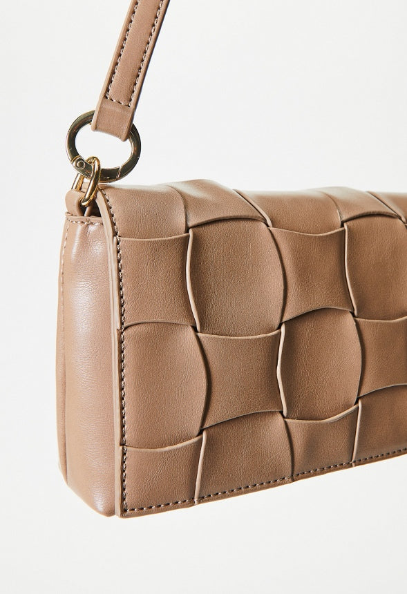 Large Detail Woven Crossbody Taupe