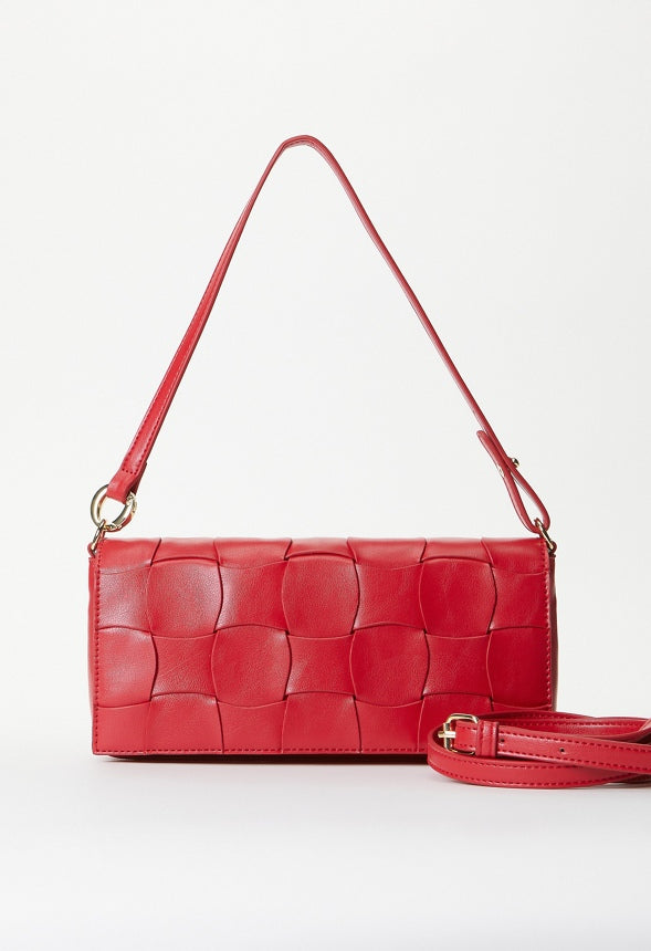 Large Detail Woven Crossbody Salsa Red