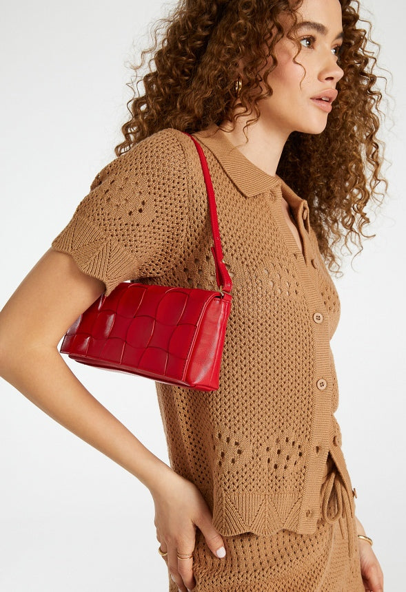 Large Detail Woven Crossbody Salsa Red