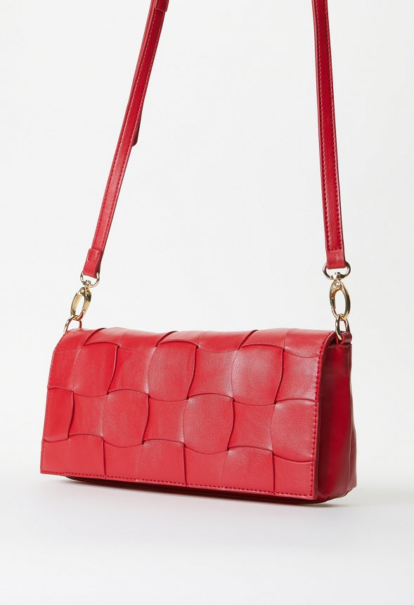 Large Detail Woven Crossbody Salsa Red