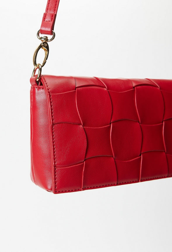 Large Detail Woven Crossbody Salsa Red