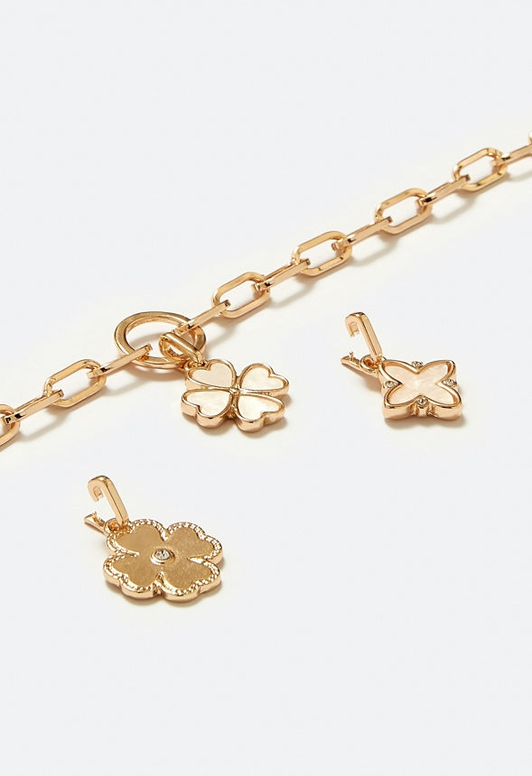 3-Pack Jamie Of Interchangeable Shell Clovers Charms Pack Cream/ Gold