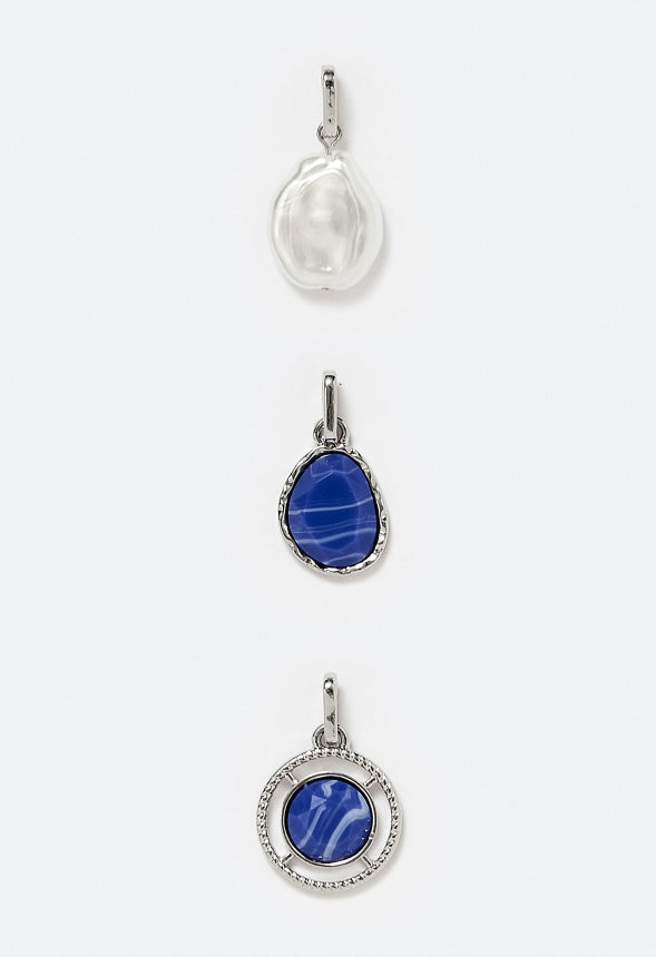 3-Pack Joy Of Interchangeable Pearl And Blue Charms Pack Blue Silver