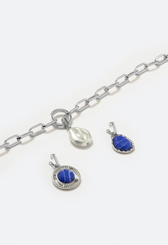 3-Pack Joy Of Interchangeable Pearl And Blue Charms Pack Blue Silver