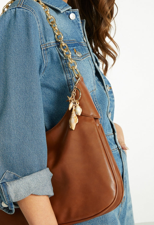 Lana Shell And Starfish Drops Bag Charm Cream/ Gold